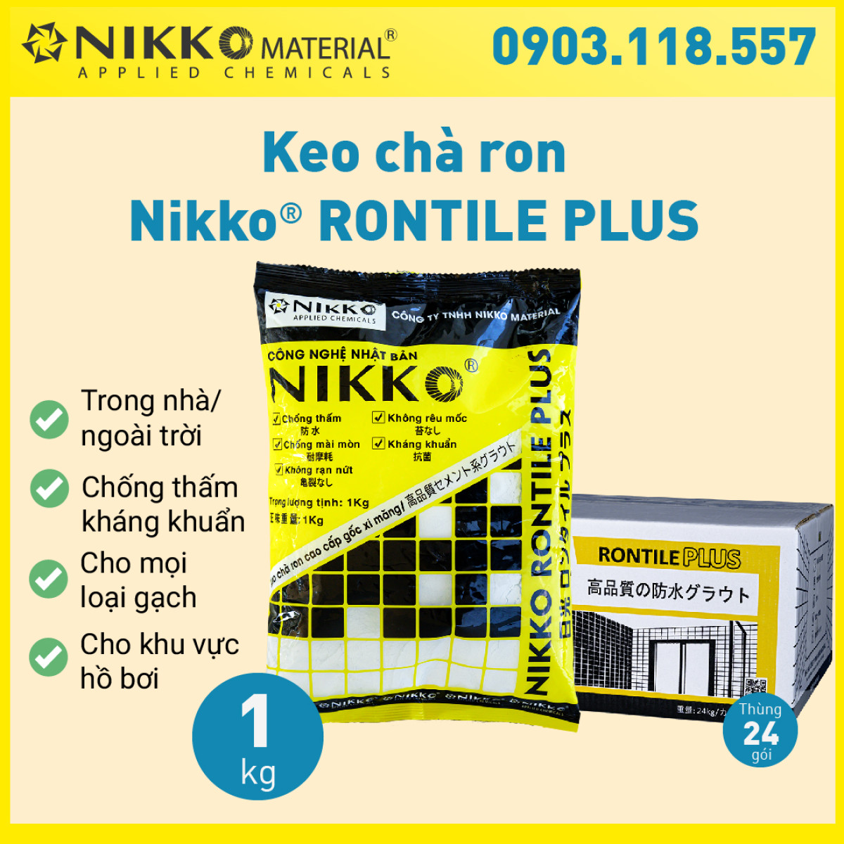 NIKKO RONTILE PLUS – Keo chà ron cao cấp gốc xi măng