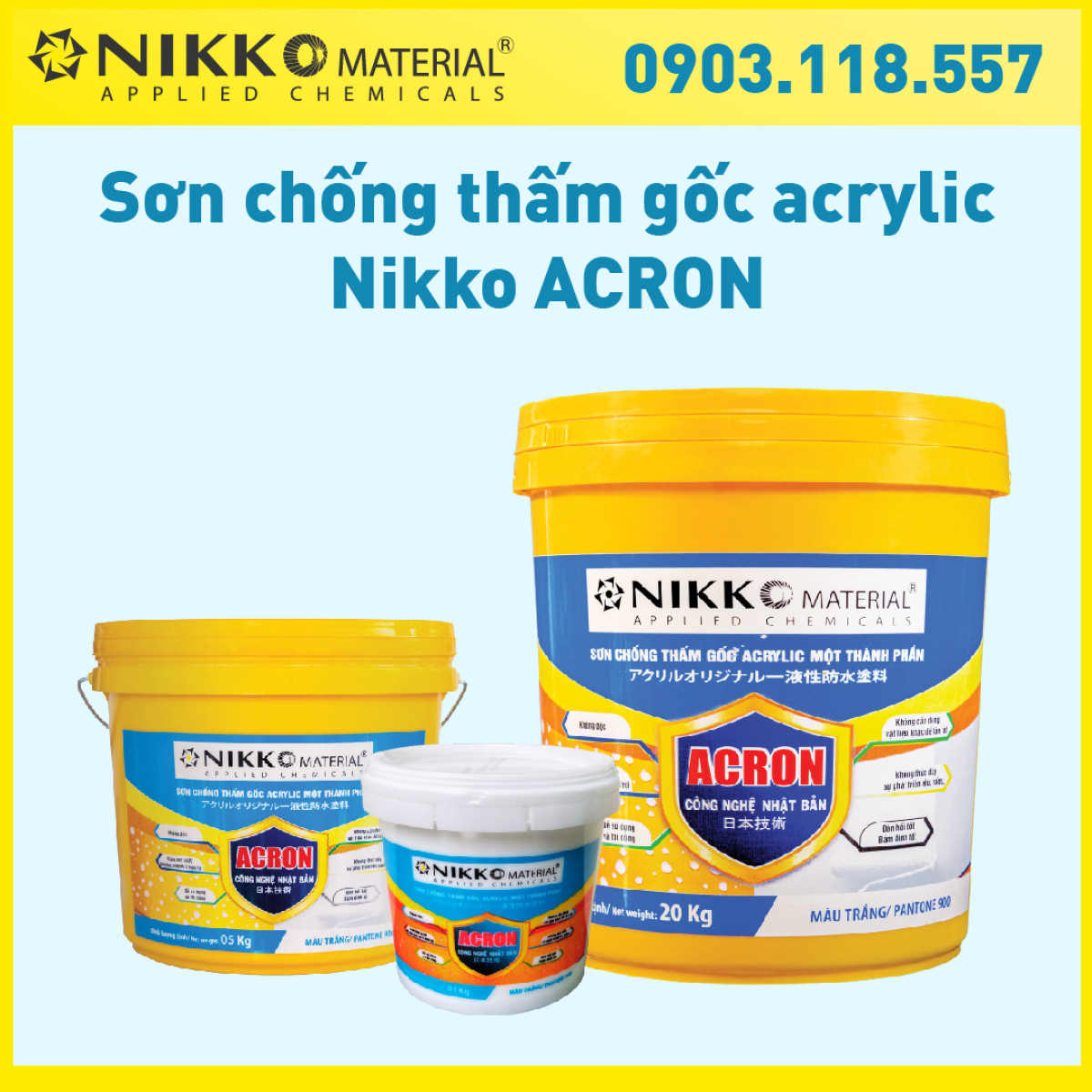 NIKKO ACRON – Chống thấm gốc Acrylic một thành phần (Kháng UV & độ đàn hồi cao)
